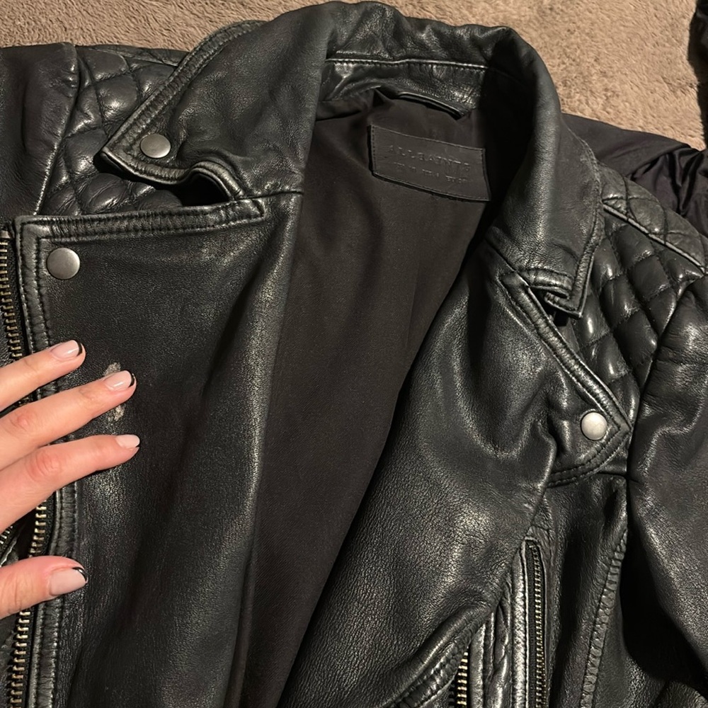All Saints Black Leather Motor Jacket